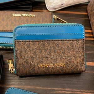 Michael Kors Medium ZA Card Case Wallet Lagoon